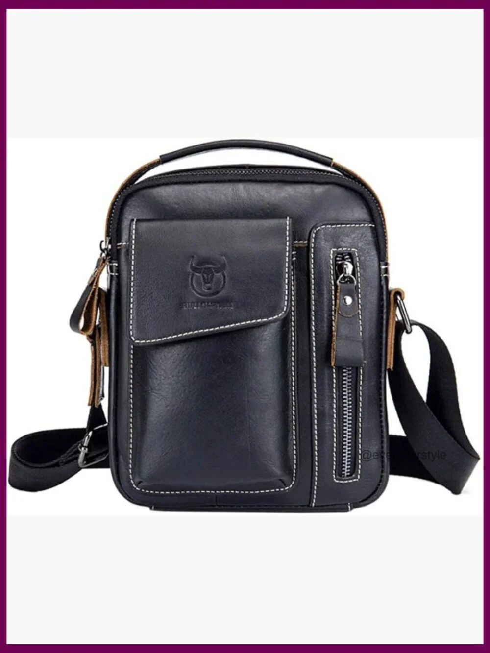 Genuine Leather Crossbody Messenger Bag for Men Business Travel Outdoor